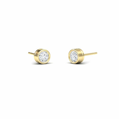 White Diamond 5.4mm Classic Bezel Set Stud Earrings