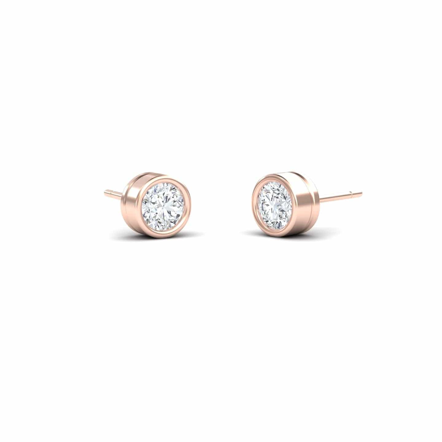 White Diamond 6.2mm Classic Bezel Set Stud Earrings - Ishanvi