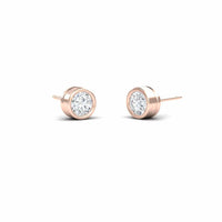 White Diamond 6.2mm Classic Bezel Set Stud Earrings - Ishanvi