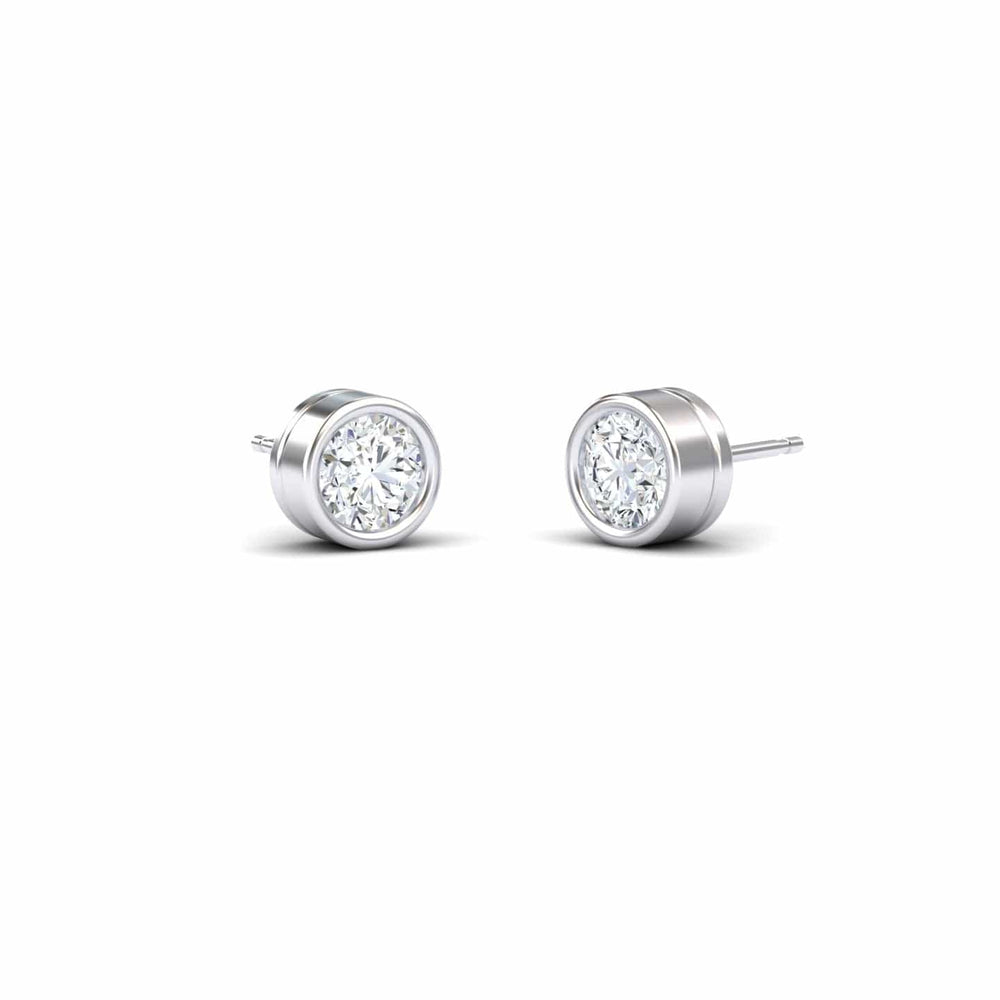 Bezel-Set Round Diamond Stud Earrings