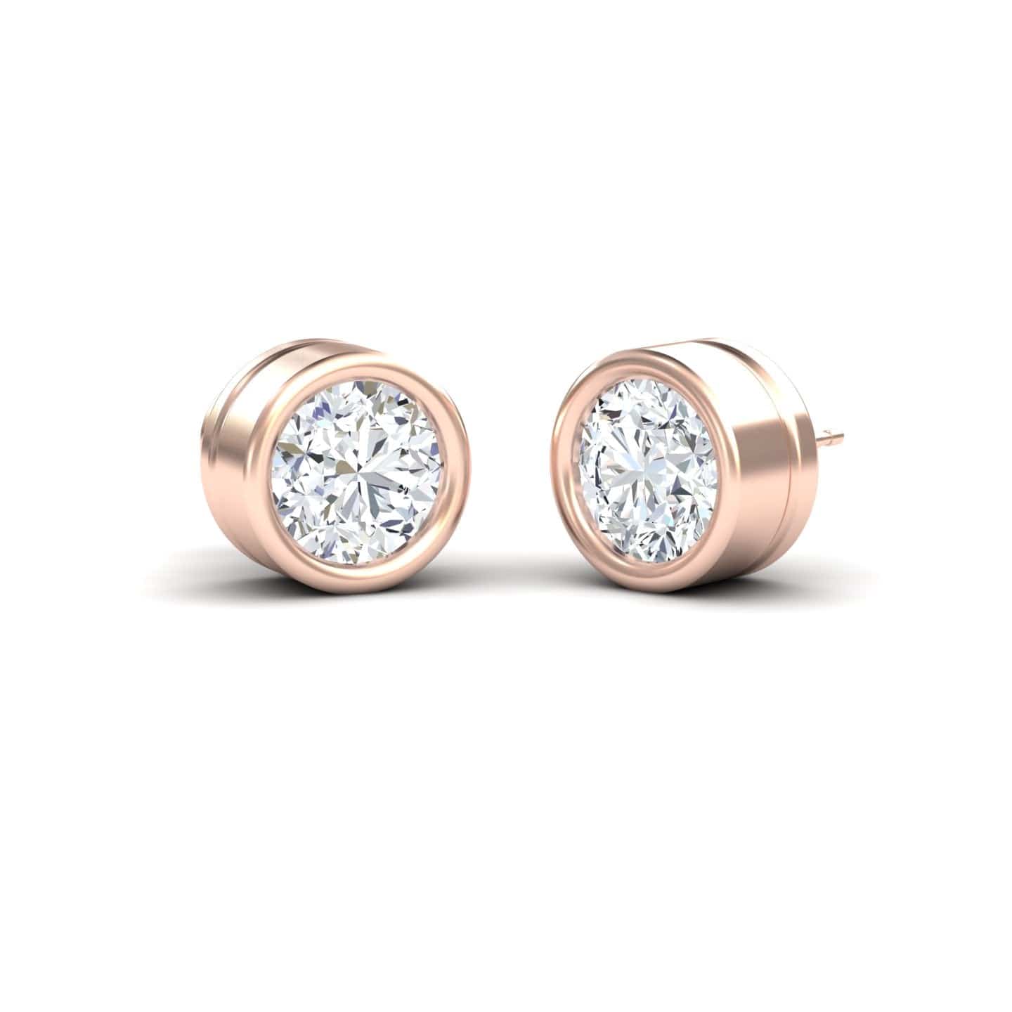 White Diamond 10.7mm Classic Bezel Set Stud Earrings - Ishanvi