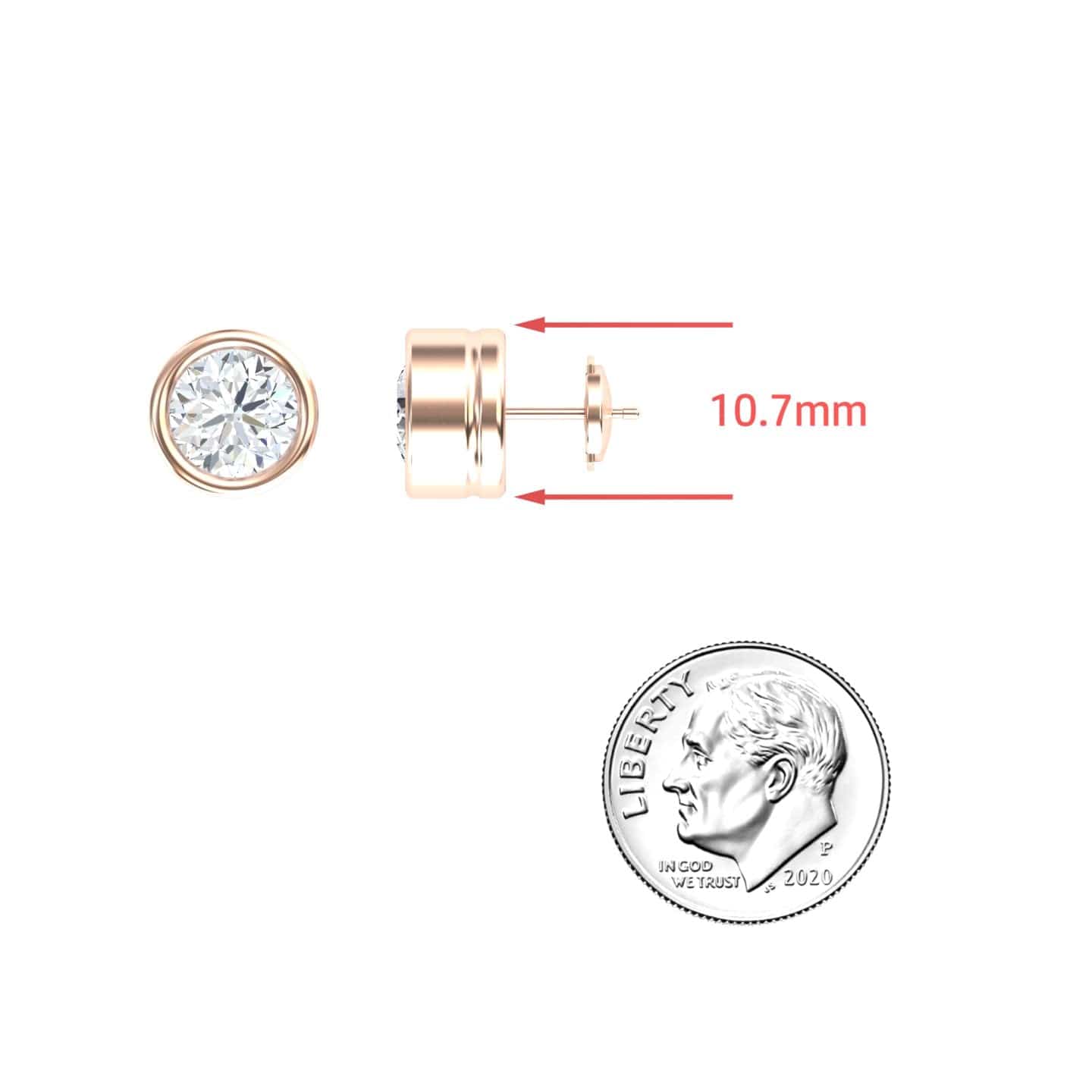 White Diamond 10.7mm Classic Bezel Set Stud Earrings - Ishanvi