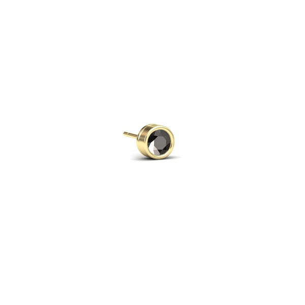 Black Diamond 3.75mm Single Stud Earrings - Bezel Set - Ishanvi