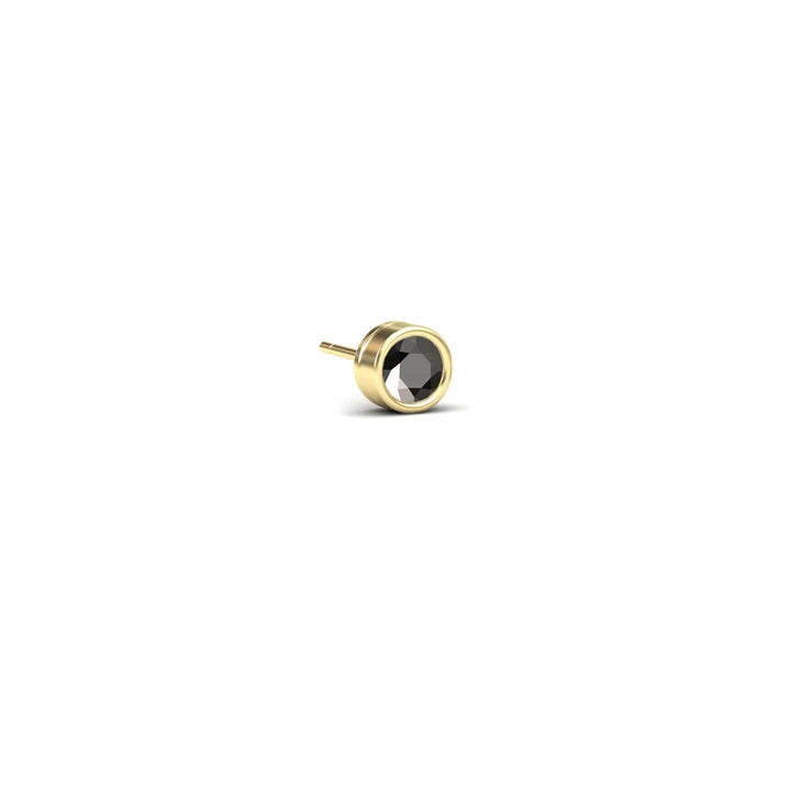 Black Diamond 3.75mm Single Stud Earrings - Bezel Set - Ishanvi