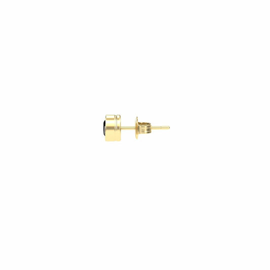 Black Diamond 3.75mm Single Stud Earrings - Bezel Set - Ishanvi