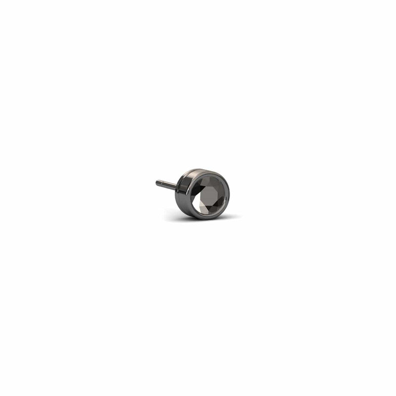 Black Diamond 5.4mm Single Stud Earrings - Bezel Set - Ishanvi