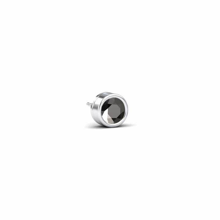 Black Diamond 6.5mm Single Stud Earrings - Bezel Set - Ishanvi