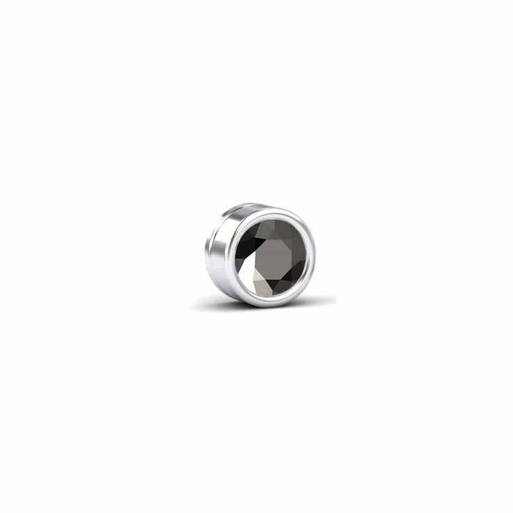 Black Diamond 8.6mm Single Stud Earrings - Bezel Set - Ishanvi