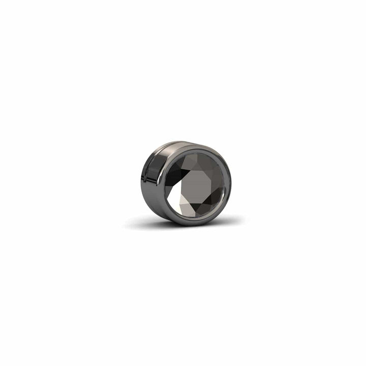 Black Diamond 9.9mm Single Stud Earrings - Bezel Set - Ishanvi