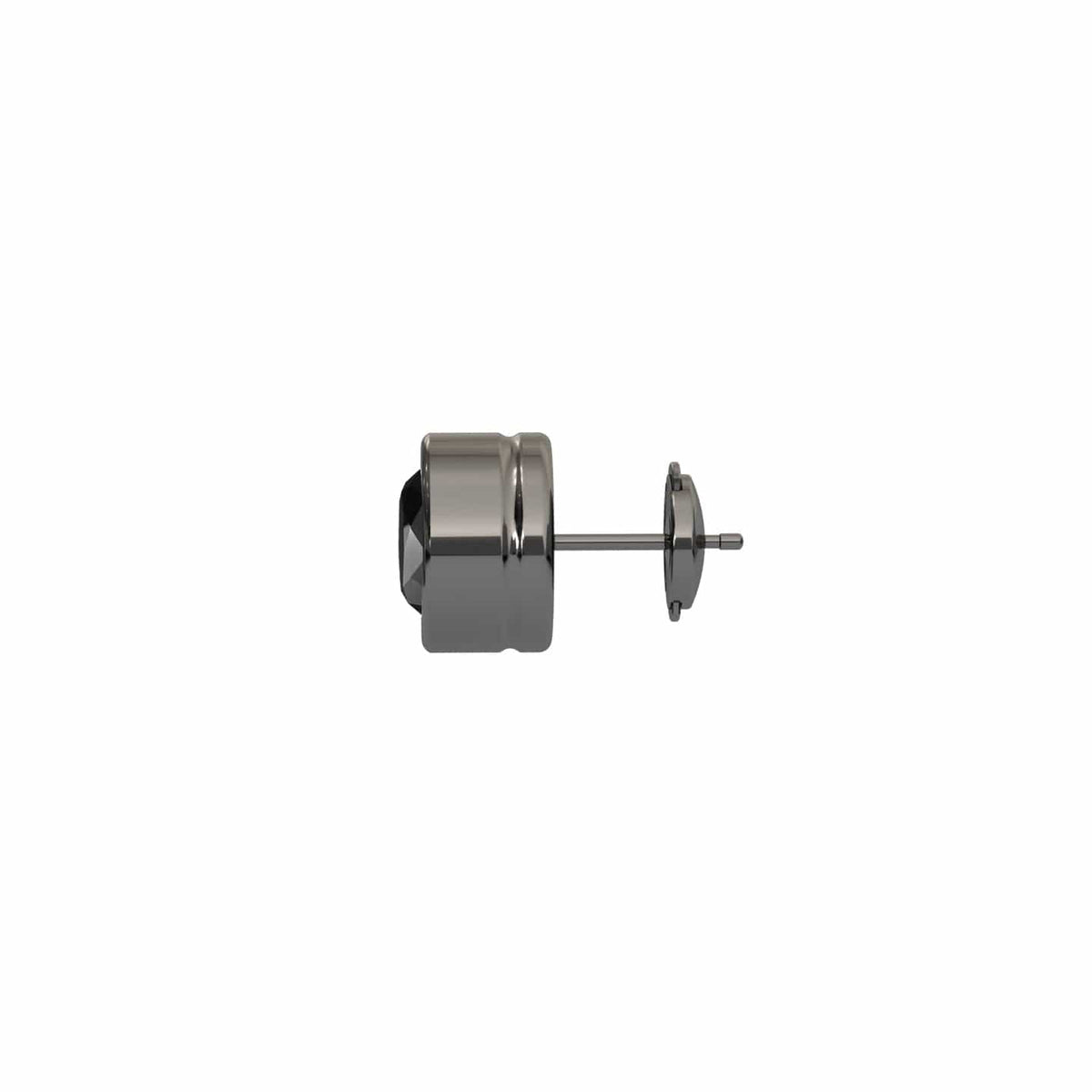 Black Diamond 9.9mm Single Stud Earrings - Bezel Set - Ishanvi