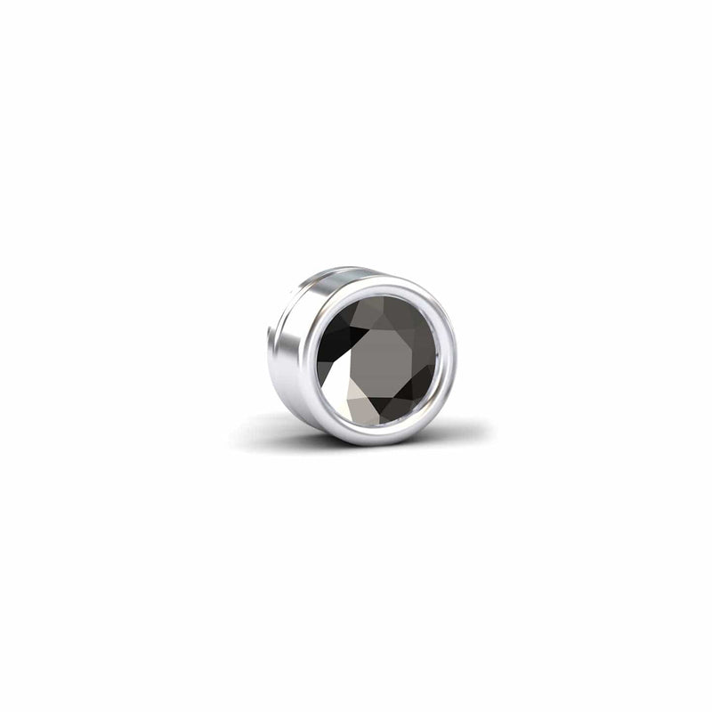 Black Diamond 10.7mm Single Stud Earrings - Bezel Set - Ishanvi