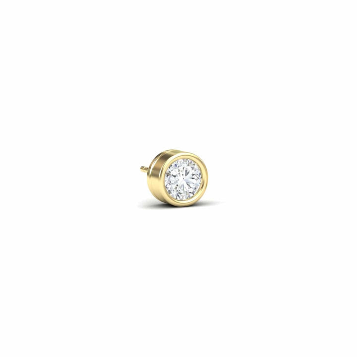 Natural Diamond 6.5mm Earrings - Bezel Set - Ishanvi