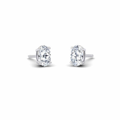 White Diamond 5.3x3.3mm Classic Four-Prong Stud Earrings