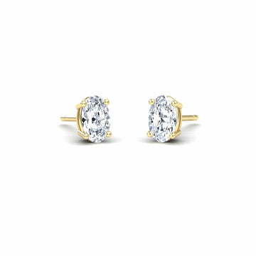 White Diamond 5.5x3.5mm Classic Four-Prong Stud Earrings - Lainey