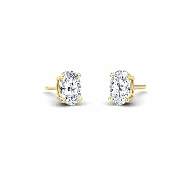 White Diamond 5.5x3.5mm Classic Four-Prong Stud Earrings - Lainey