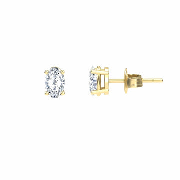 White Diamond 5.5x3.5mm Classic Four-Prong Stud Earrings - Lainey