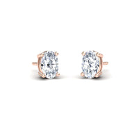 White Diamond 6x4mm Classic Four-Prong Stud Earrings - Lainey