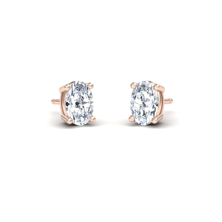 White Diamond 6x4mm Classic Four-Prong Stud Earrings - Lainey