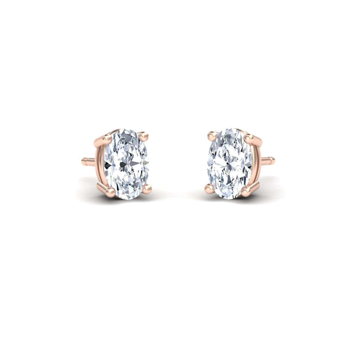 Four-Prong Oval Diamond Stud Earrings - Lainey