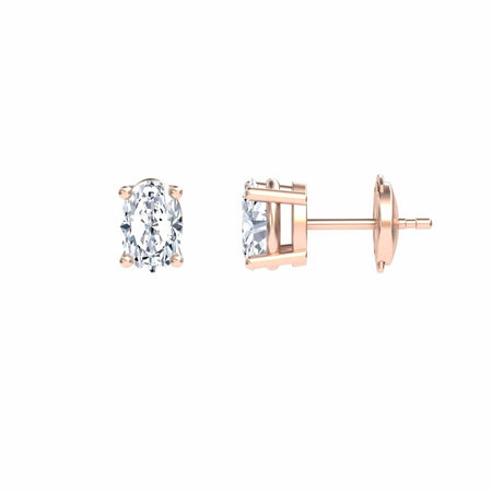 White Diamond 6x4mm Classic Four-Prong Stud Earrings - Lainey