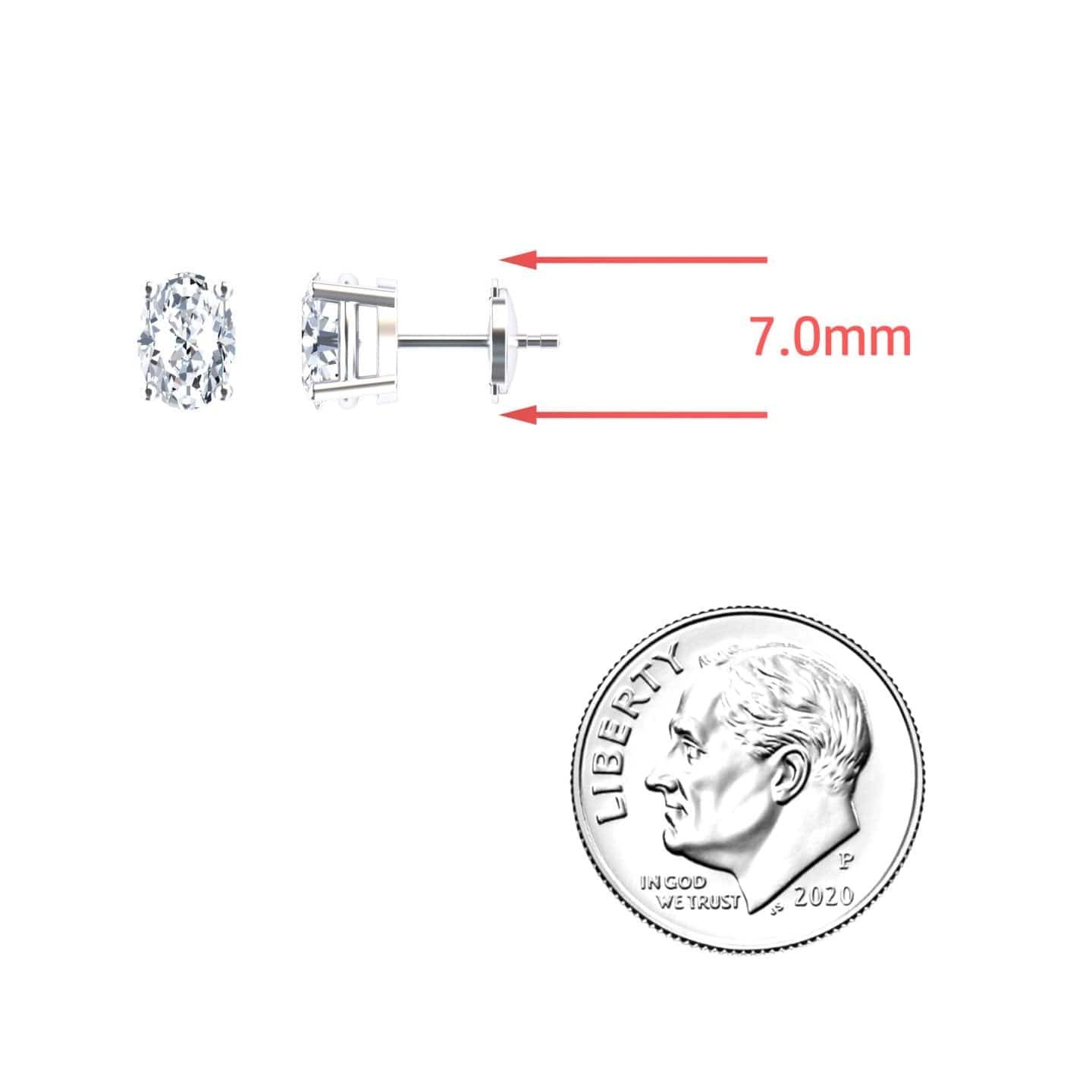 White Diamond 7x5mm Classic Four-Prong Stud Earrings - Lainey