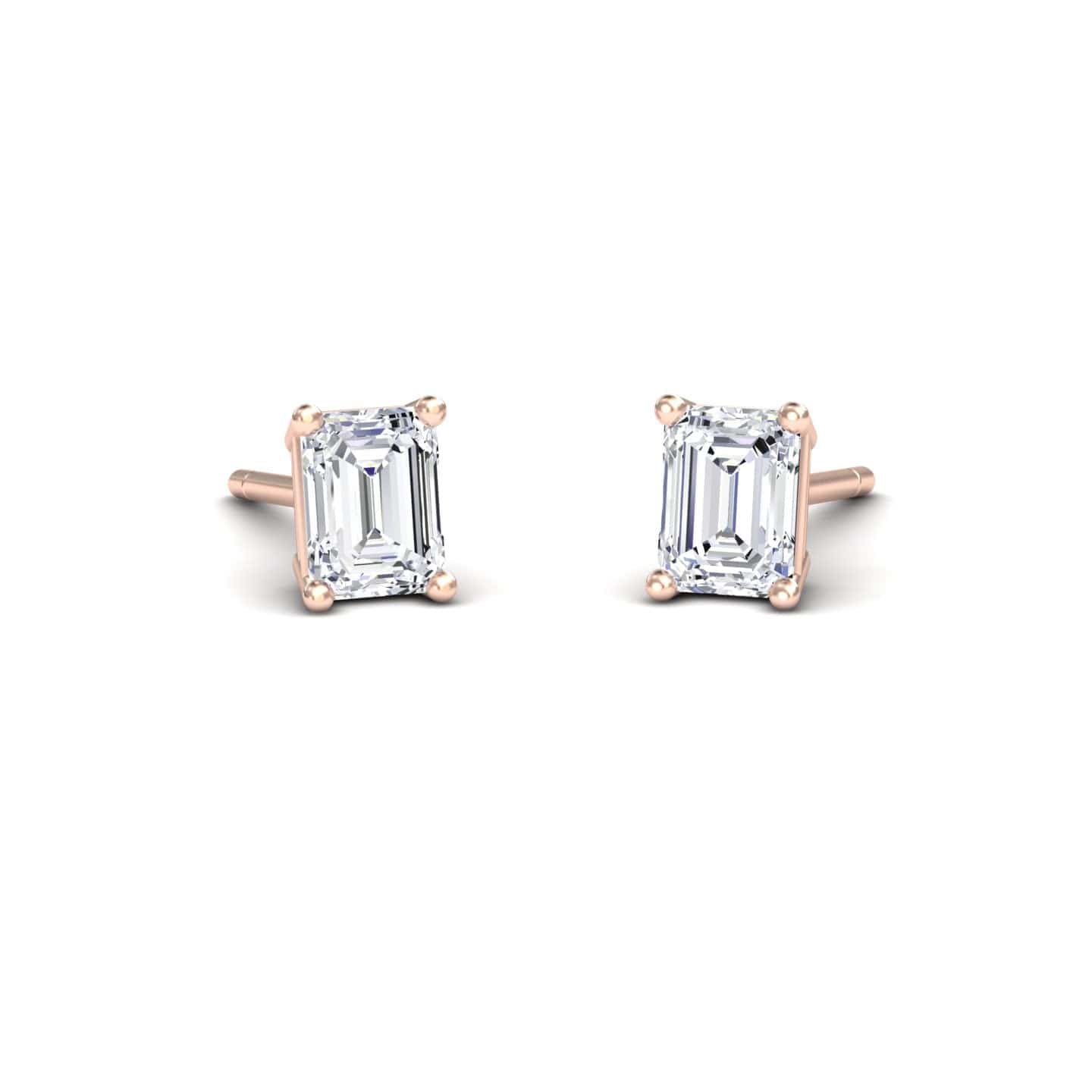 White Diamond 4x3mm Classic Four-Prong Stud Earrings - Jimena