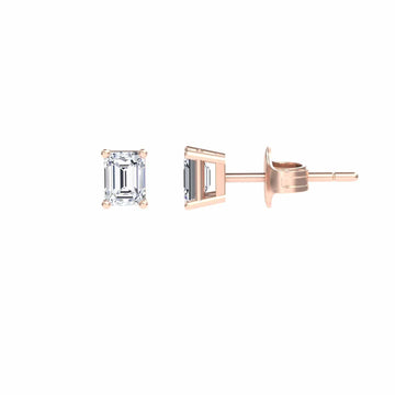 White Diamond 4x3mm Classic Four-Prong Stud Earrings - Jimena