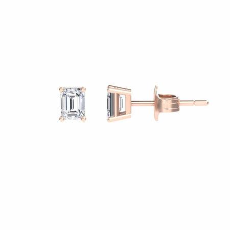 White Diamond 4x3mm Classic Four-Prong Stud Earrings - Jimena