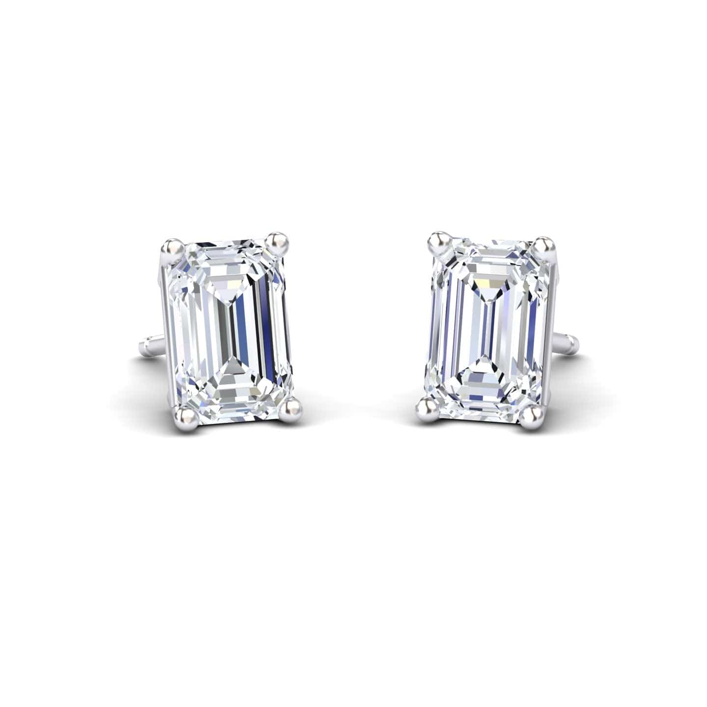 White Diamond 6x4mm Classic Four-Prong Stud Earrings - Jimena