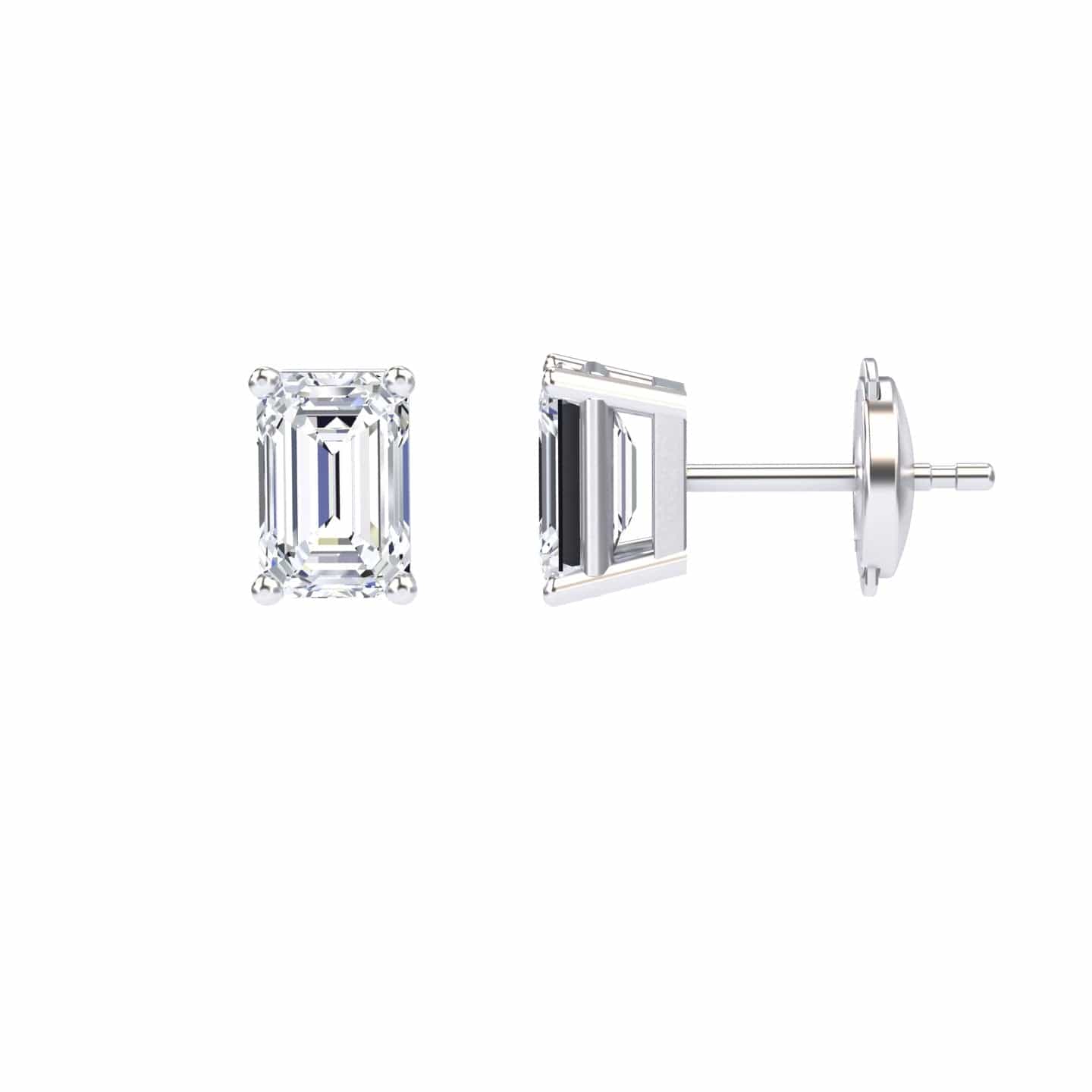 White Diamond 6x4mm Classic Four-Prong Stud Earrings - Jimena