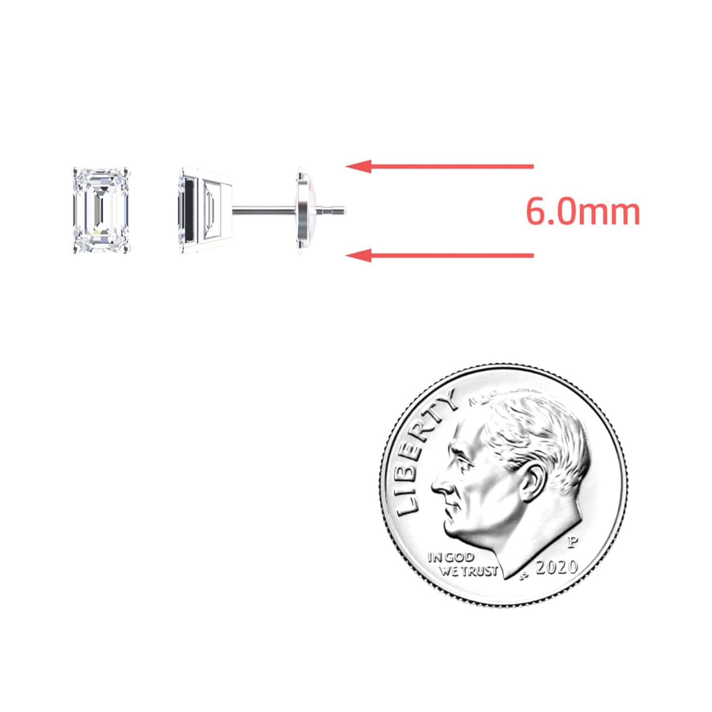 White Diamond 6x4mm Classic Four-Prong Stud Earrings - Jimena