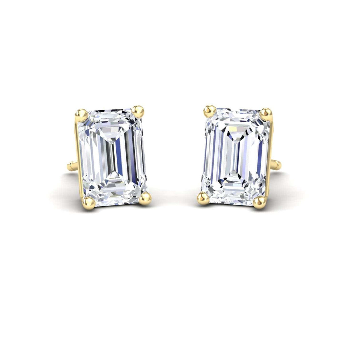 White Diamond 6.5x4.5mm Classic Four-Prong Stud Earrings - Jimena