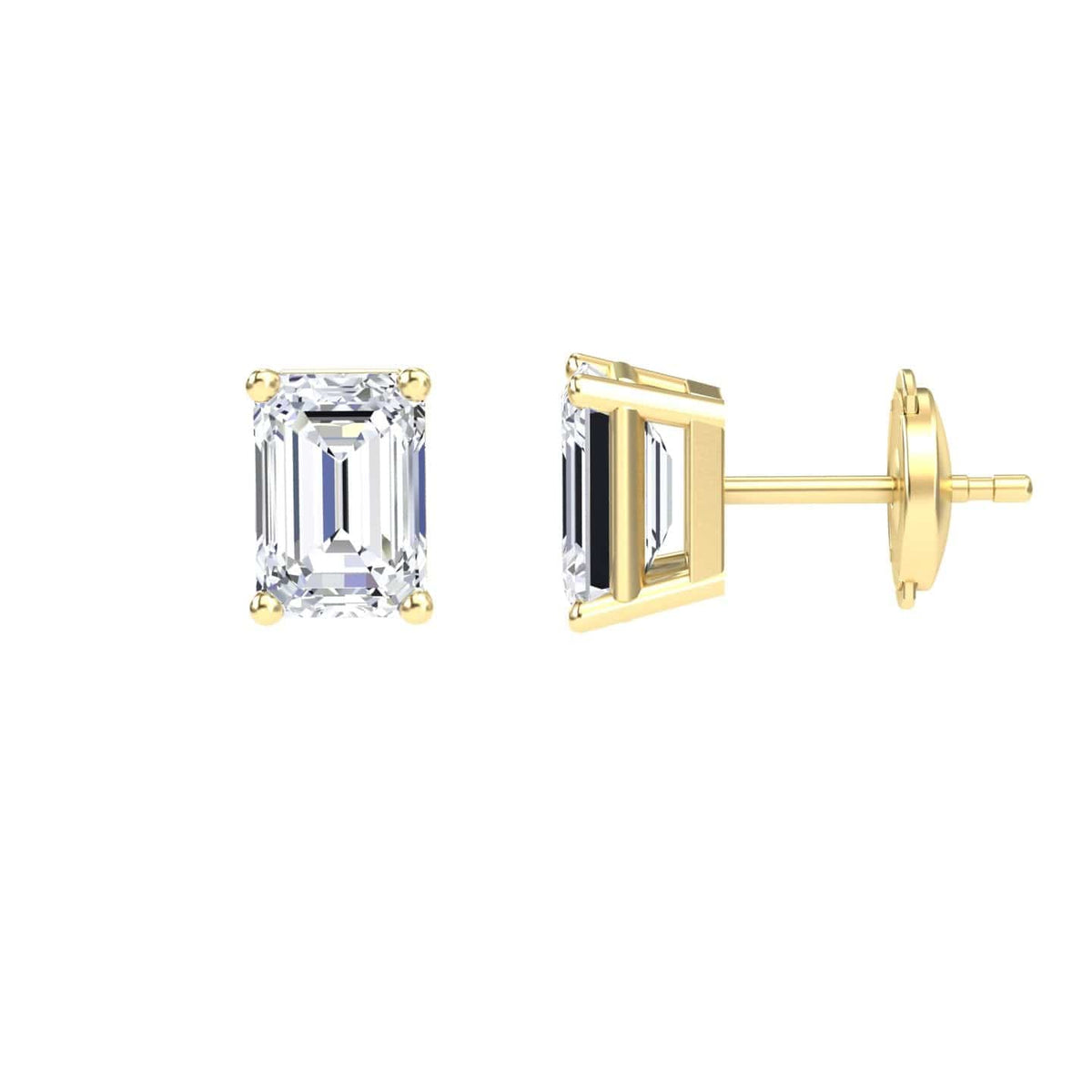 White Diamond 6.5x4.5mm Classic Four-Prong Stud Earrings - Jimena