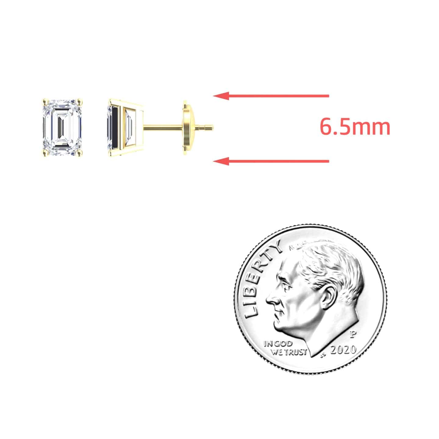 White Diamond 6.5x4.5mm Classic Four-Prong Stud Earrings - Jimena
