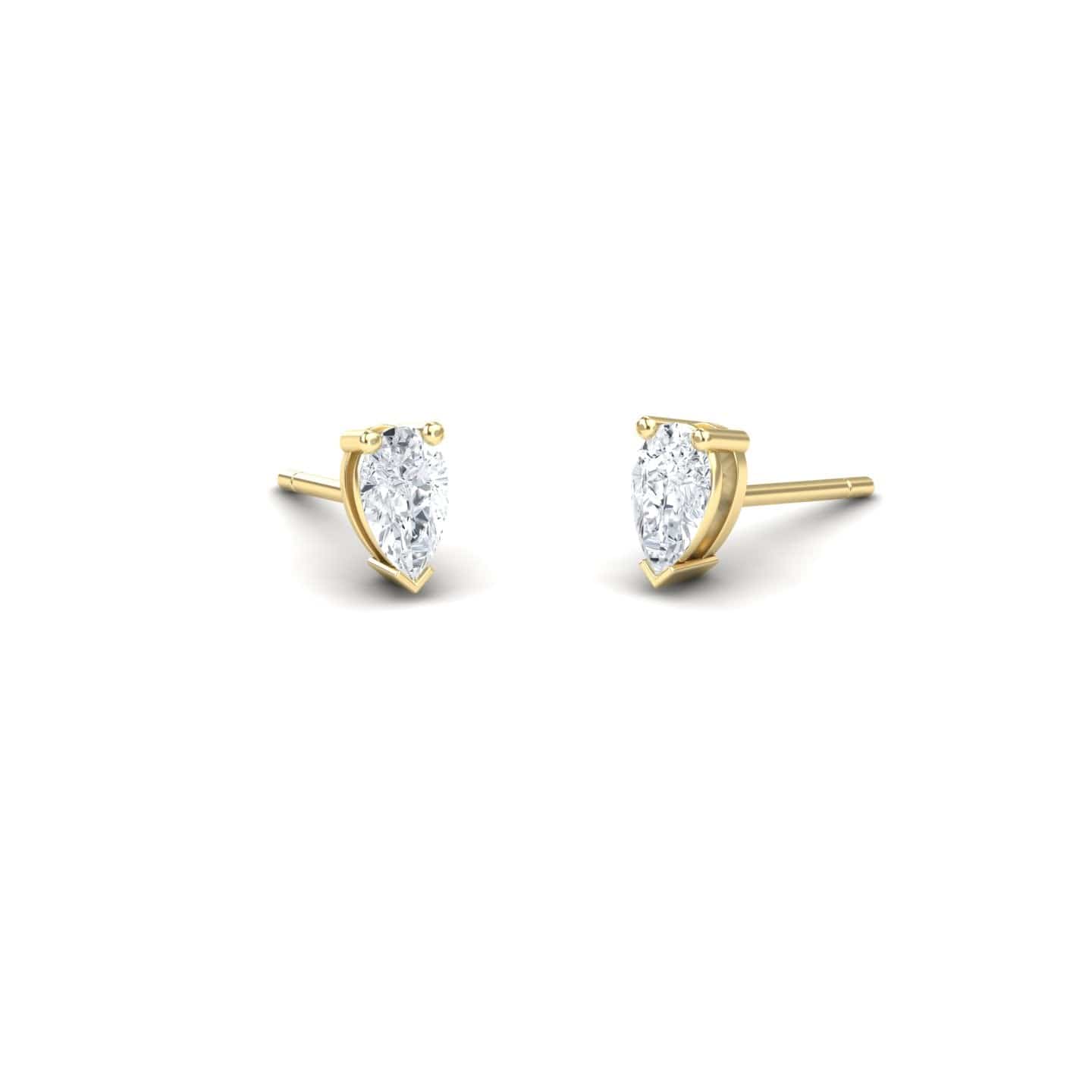 White Diamond 5x3mm Three-Prong Martini Stud Earrings - Anvika