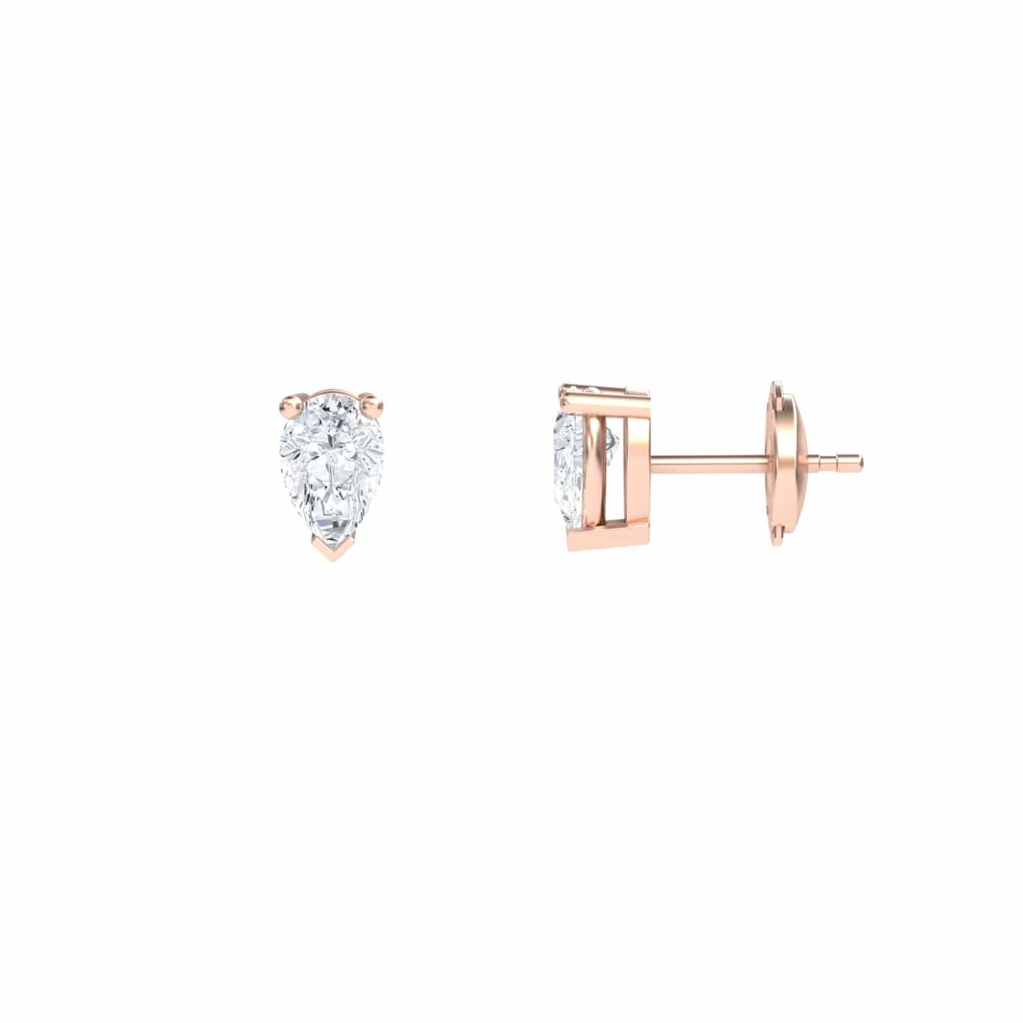 White Diamond 6x4mm Three-Prong Martini Stud Earrings - Anvika