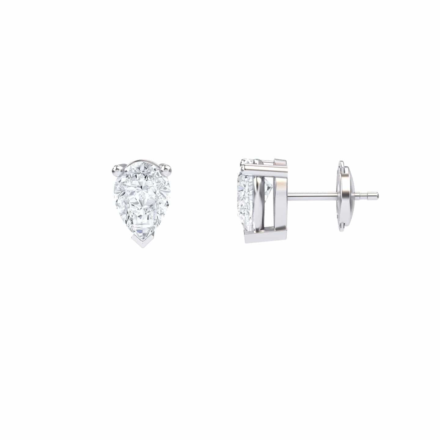 White Diamond 7x5mm Three-Prong Martini Stud Earrings - Anvika