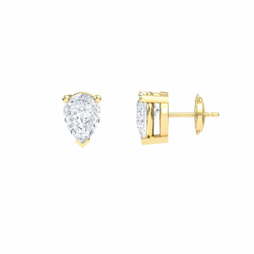 White Diamond 7.7x5.7mm Three-Prong Martini Stud Earrings - Anvika