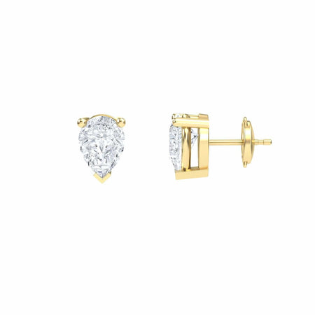 White Diamond 7.7x5.7mm Three-Prong Martini Stud Earrings - Anvika