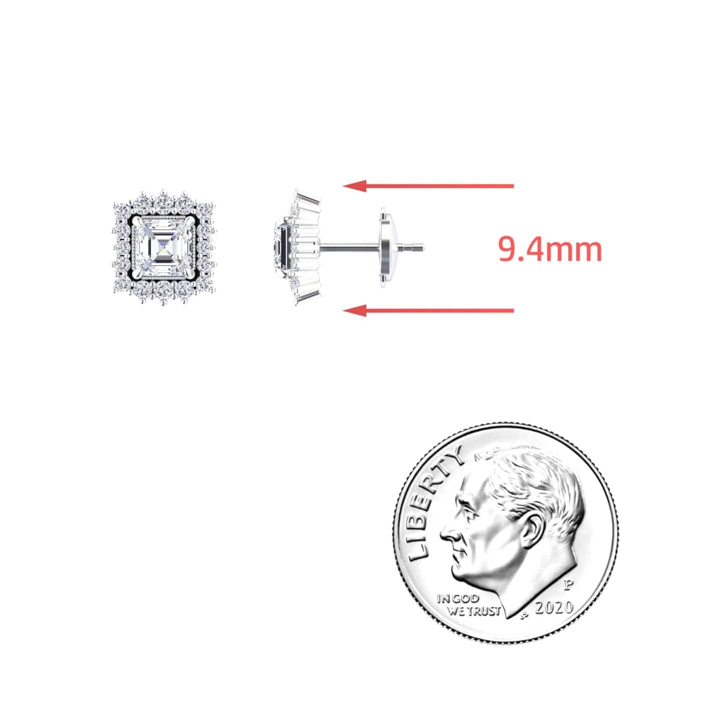 White Diamond Four Prong Halo Earrings - Solveig
