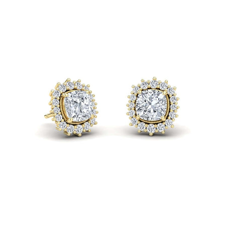White Diamond Halo Stud Earrings - Niamh
