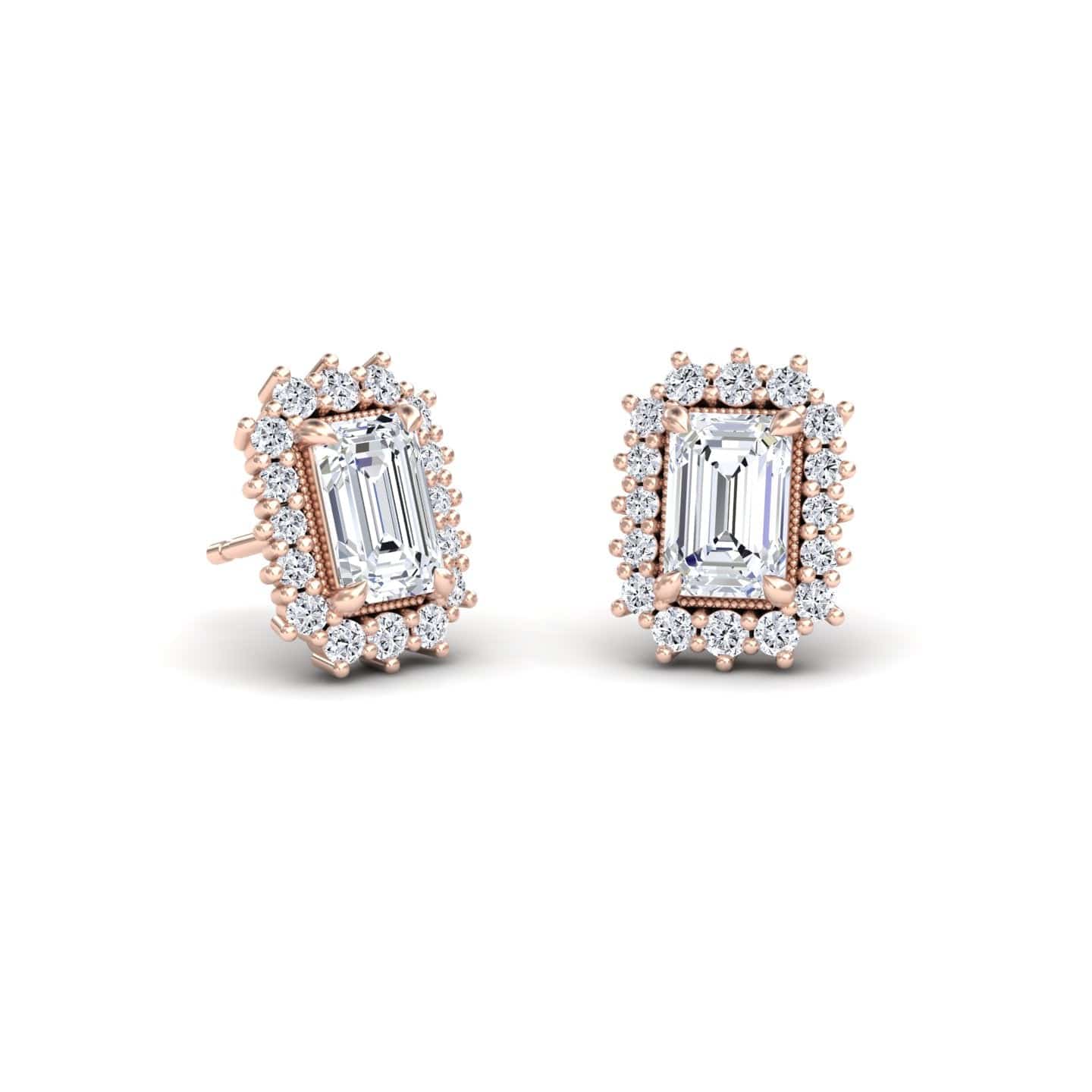 White Diamond Halo Stud Earrings - Signe