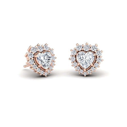 White Diamond  Halo Stud Earrings - Aisling