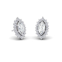 White Diamond  Halo Stud Earrings - Carys