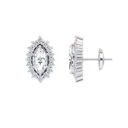White Diamond Halo Stud Earrings - Carys