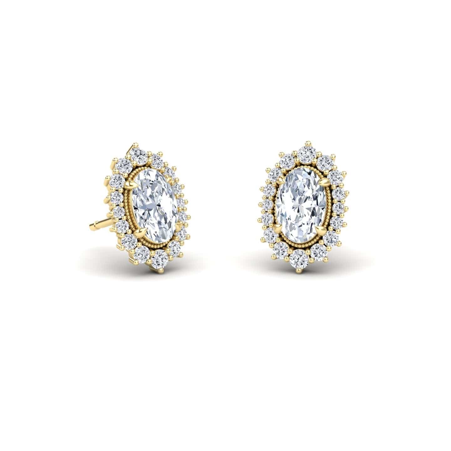 White Diamond  Halo Stud Earrings - Lowri