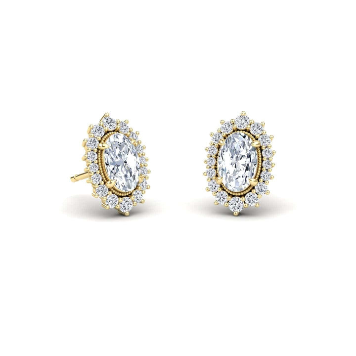 White Diamond Halo Stud Earrings - Lowri