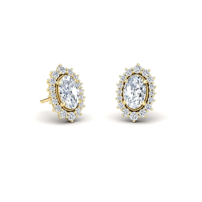 White Diamond Halo Stud Earrings - Lowri