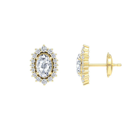 White Diamond  Halo Stud Earrings - Lowri