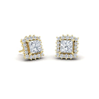 White Diamond Halo Stud Earrings  - Mabel